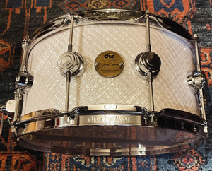 DW 6.5x14 Jazz Series Maple/Gum Shell Snare Drum - White Crystal w/Chrome HW