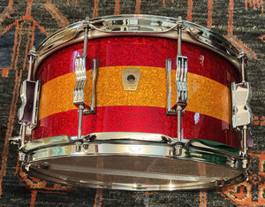 Ludwig 6.5” x 14” Classic Maple Snare Drum - Tri-Band Red & Gold Sparkle