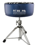 Pork Pie Percussion Round Drum Throne-Blue Sparkle/Cow