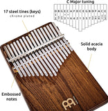 Kalimba Thumb Piano with Solid Black Walnut Body — C Major Scale (17 Tines / 21 Tines)