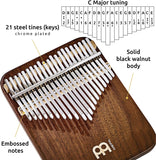 Kalimba Thumb Piano with Solid Black Walnut Body — C Major Scale (17 Tines / 21 Tines)