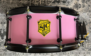 SJC Drums 6x14 Josh Dun SAI Pink Snare Drum - Yellow Washers - Yellow Straps